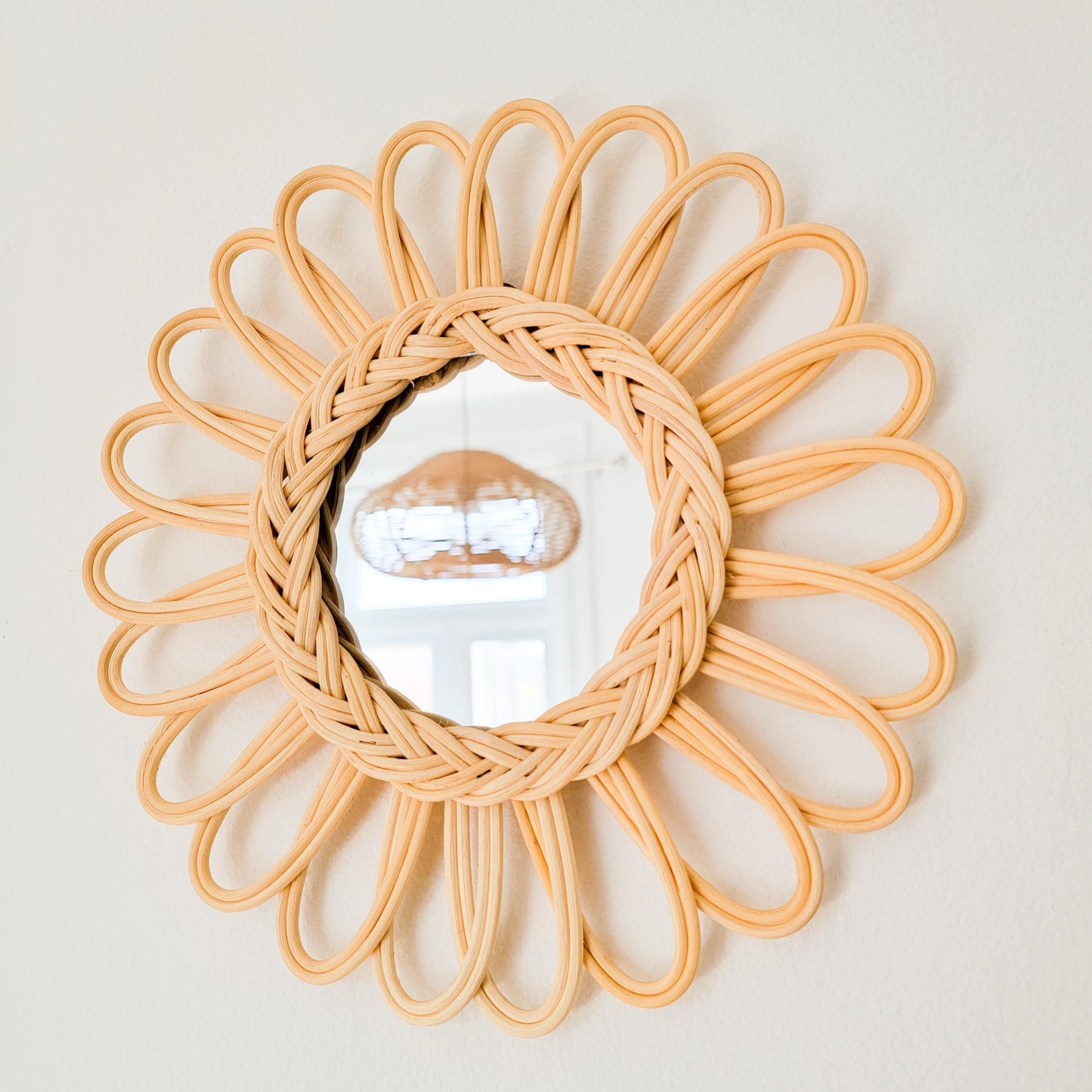 Small Flower Rattan Mirror